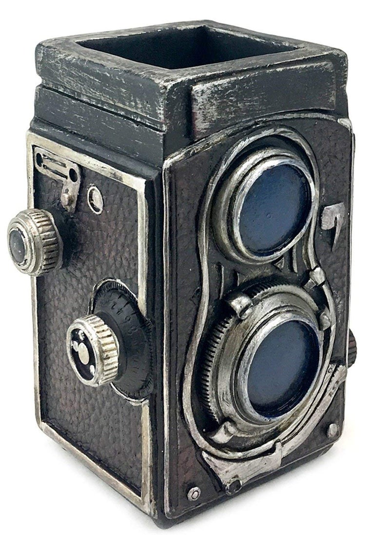 Bellaa 21390 Camera Pen Pencil Holder Retro Antiques Desk Organizer Bookends Bookshelves Old World Vintage Collectible Decor - Image 4